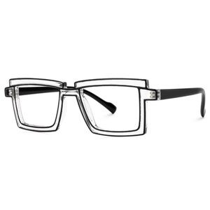 Anime Clear & Black Rectangular Glasses